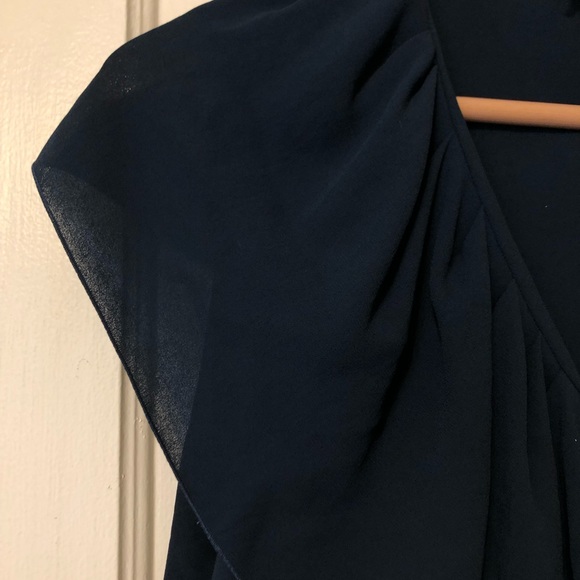 LANVIN Navy Sleeveless Blouse With Ruffles, Size 38 (m), Excellent Condition - Picture 3 of 6